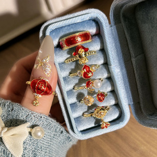 新年红灯笼独特设计感国潮风个性戒指女冷淡风气质小众设计感指环