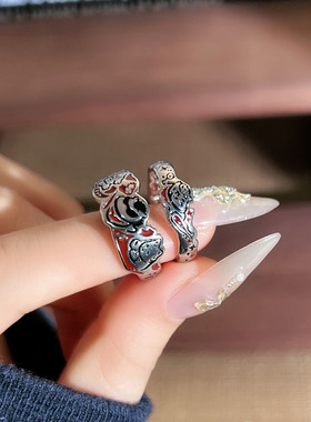 独特创意个性小猫小马情侣对戒甜酷小众设计感中性风时尚简约指环