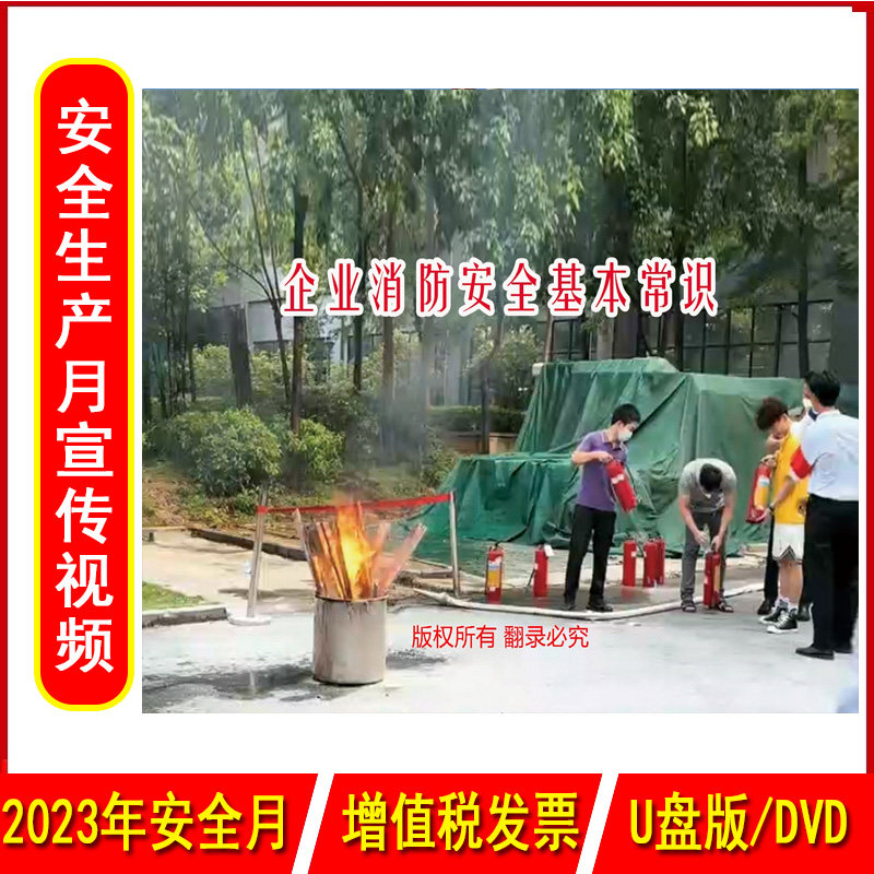 企业消防基本常识2DVD/U盘版视频2023年新版安全生产月警示教育片企业消防安全知识119消防日培训光盘碟片
