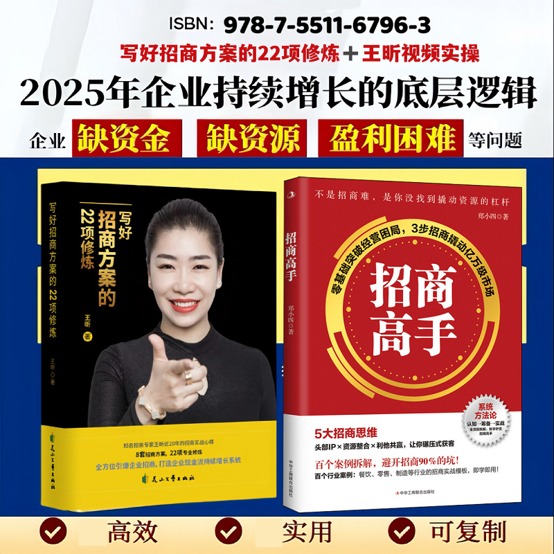 【2册】写好招商方案的22项修炼+招商高手+王昕配套视频 2025年企业持续增长的底层逻辑做好招商的22个方法王昕