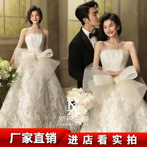 Элегантный ретро кружевной топ без лямок, свадебное платье, французский стиль