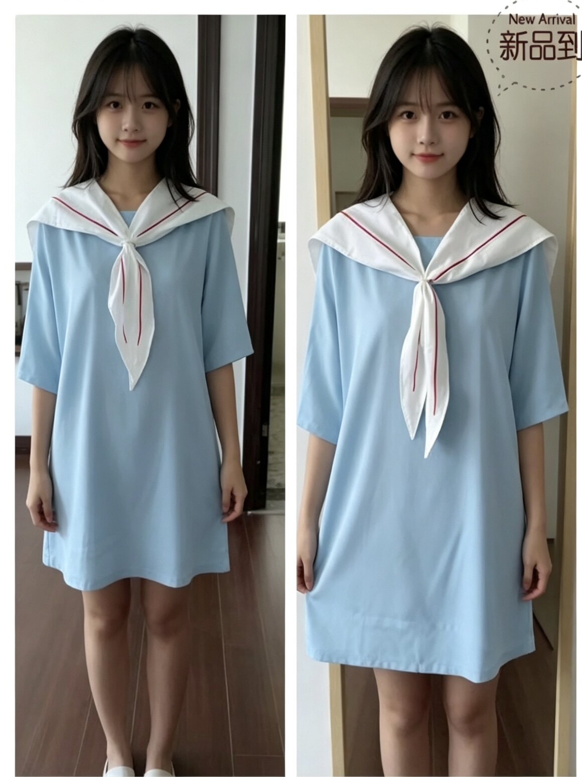 女学生可爱夏装水手服jk制服校服班服海军风学院风连衣裙COS服装