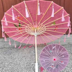 透明流苏伞踏浪跳舞伞汉服演出道具儿童走秀表演舞蹈伞古典工艺伞