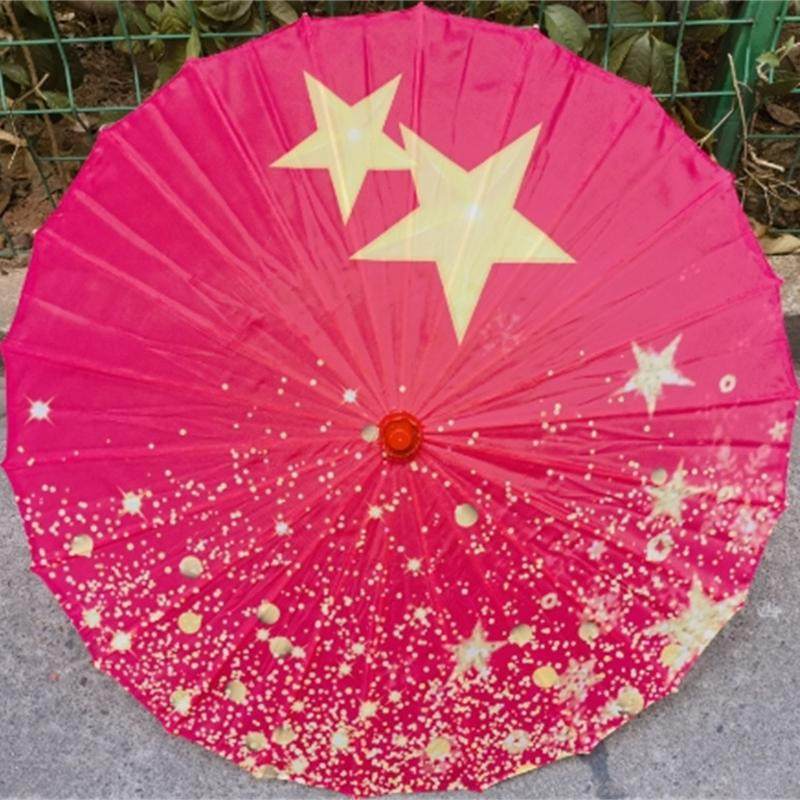 元旦演出五角星道具表演红歌伞红星闪闪方阵开场校运会油绸布运动