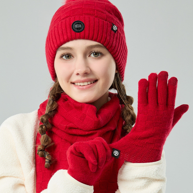 加拿大GOOSE鹅毛球针织帽围脖手套三件套女冬季户外保暖防寒毛线,服饰配件/皮带/帽子/围巾,三件套,淘宝优惠券,粉丝福利购,淘宝优惠卷