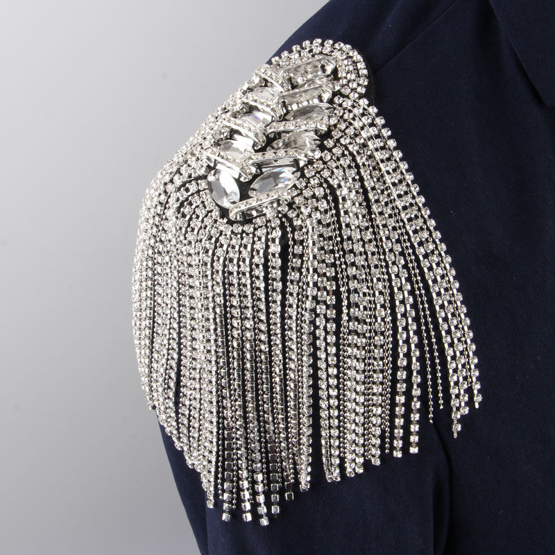 乐队大气超闪水钻流苏肩章女舞台演出礼服胸针男西装衣服肩部装饰