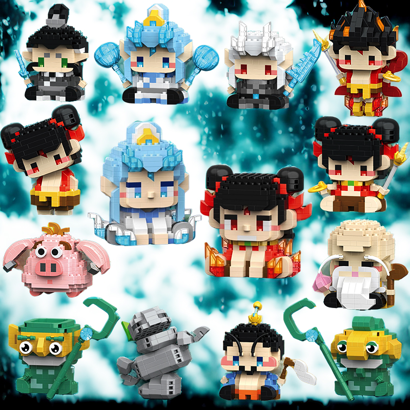 哪咤敖丙微小颗粒积木男女孩益智拼装玩具摆件儿童礼物小学生玩具