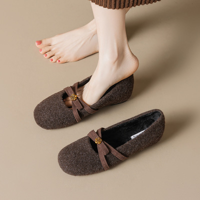 法式毛毛鞋女内增高单鞋