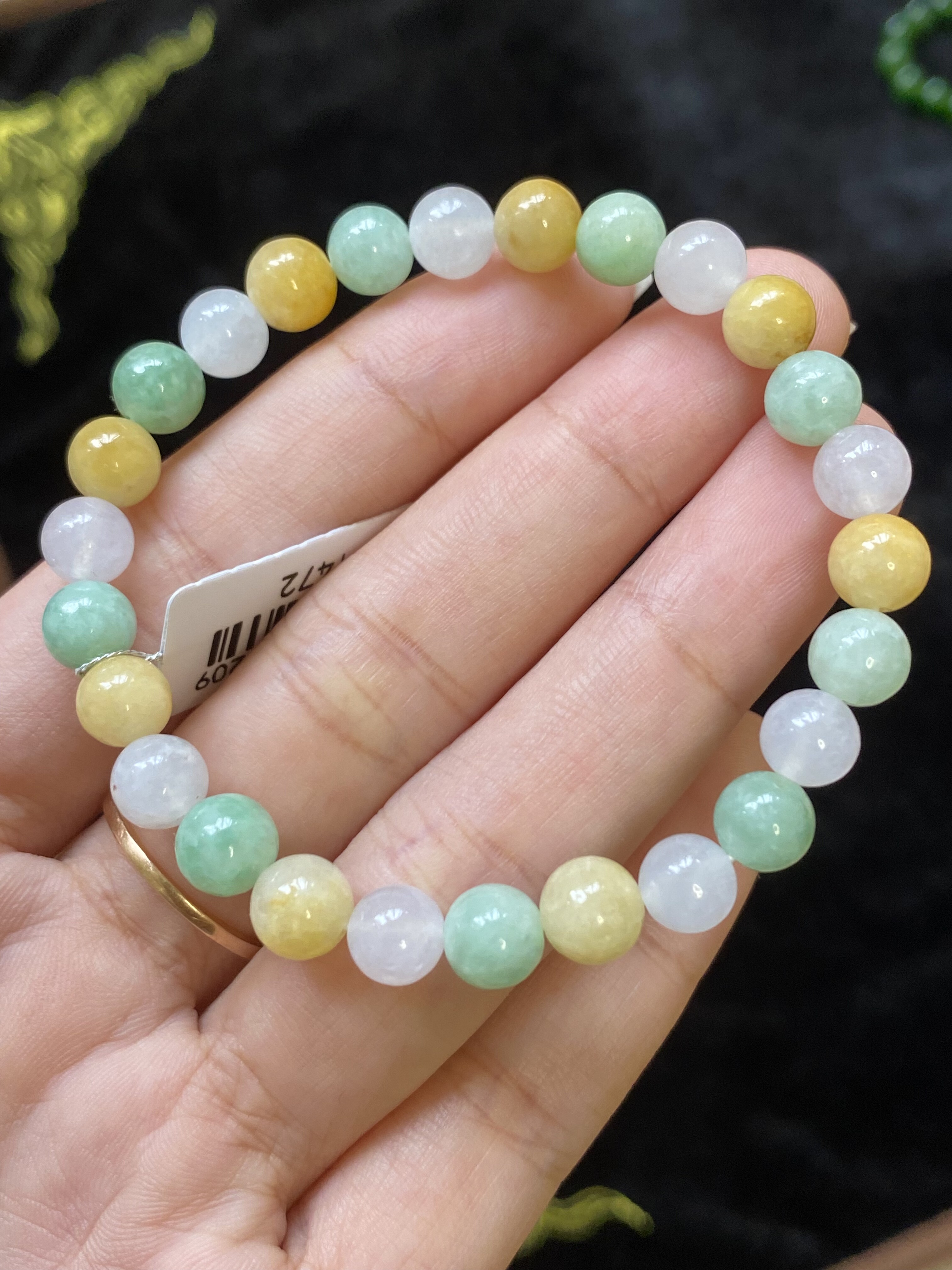 玉萌色天然缅甸A货翡翠多宝手串手链女款马卡龙手串送女友礼物
