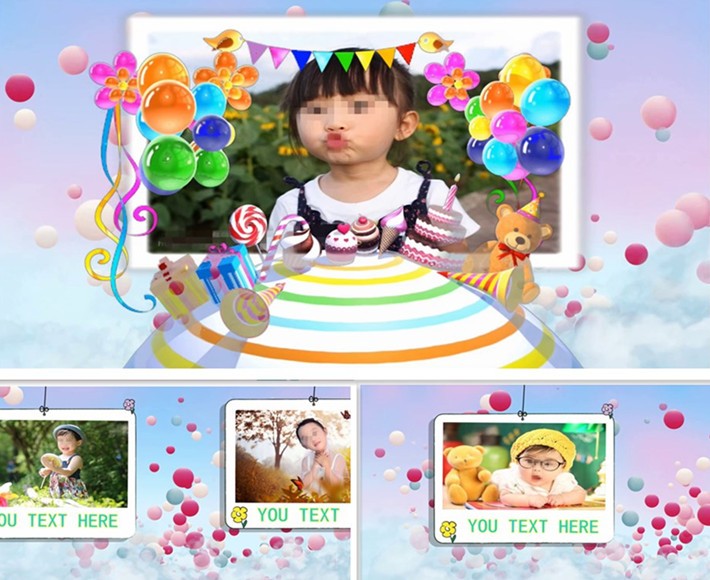 EDIUS儿童电子相册模板小孩儿童百天满月庆生生日ed相册模板