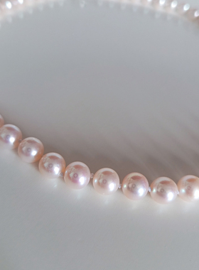 天然淡水近圆珍珠Akoya项链S925银强镜面粉光百搭通勤时尚带证书