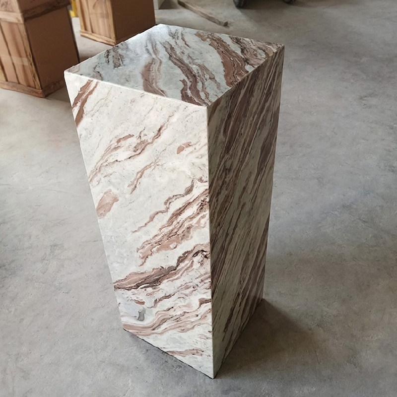 天然紫玉兰深咖网大理石石材底座酒店会所家居装饰品摆放基座展台