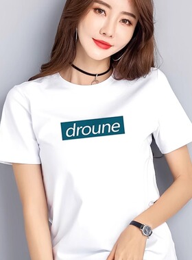 白色T恤短袖女装超火cec宽松纯棉春夏季2023新款潮ins短款上衣服