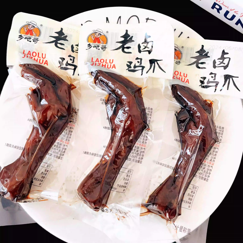 乡吧哥老卤鸡爪500g小包装凤爪鸡肉熟食真空袋装休闲小吃卤味零食