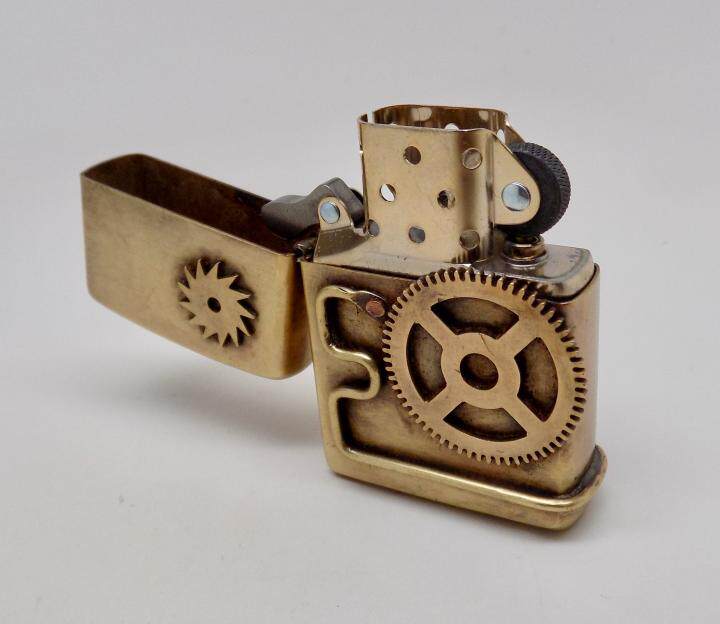 Lighter㊣美国代购 手作迷人仿古蒸汽朋克齿轮铜制点火器打火机