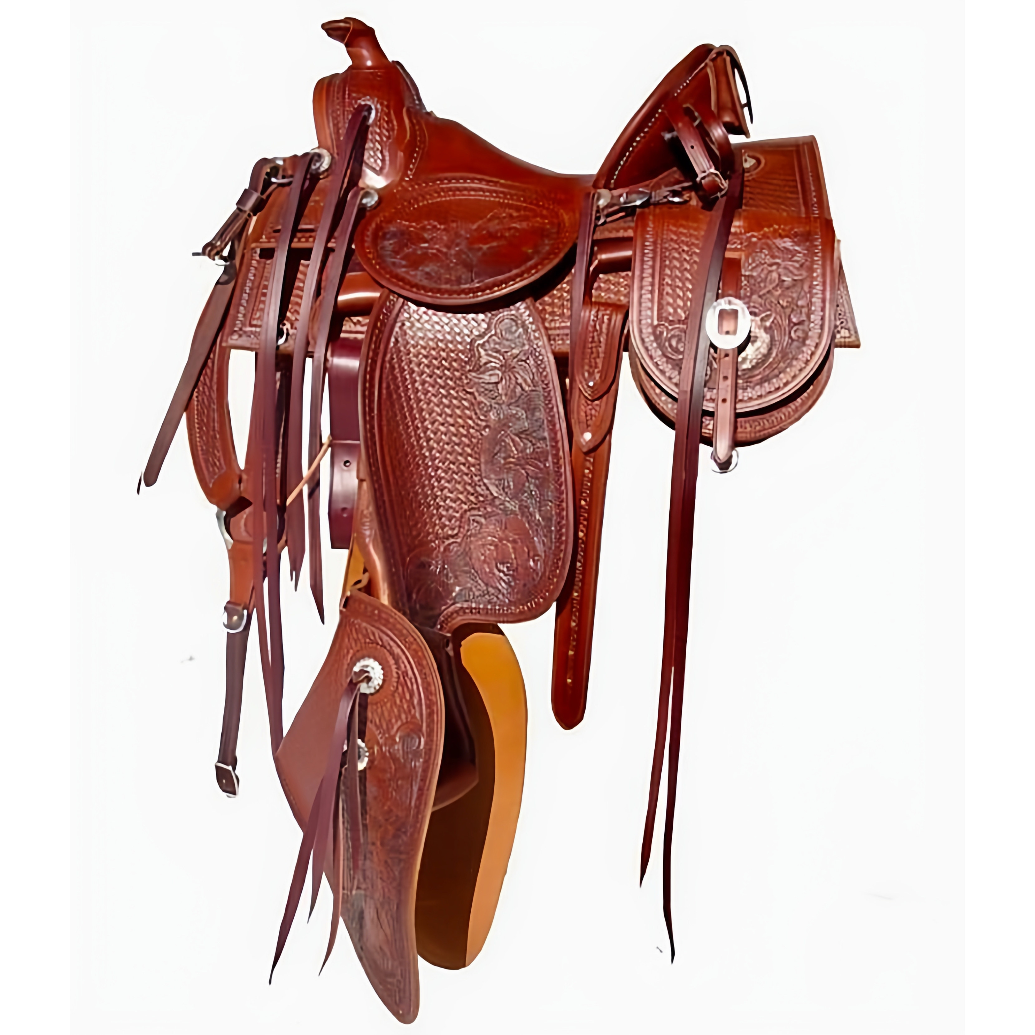 海外代购Trail◇手作深棕色雕花真皮带包西部牧场小径马具马鞍