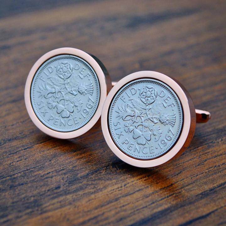 英国代购Year◇手作个性出生年份玫瑰金周年纪念生日礼物男士袖扣