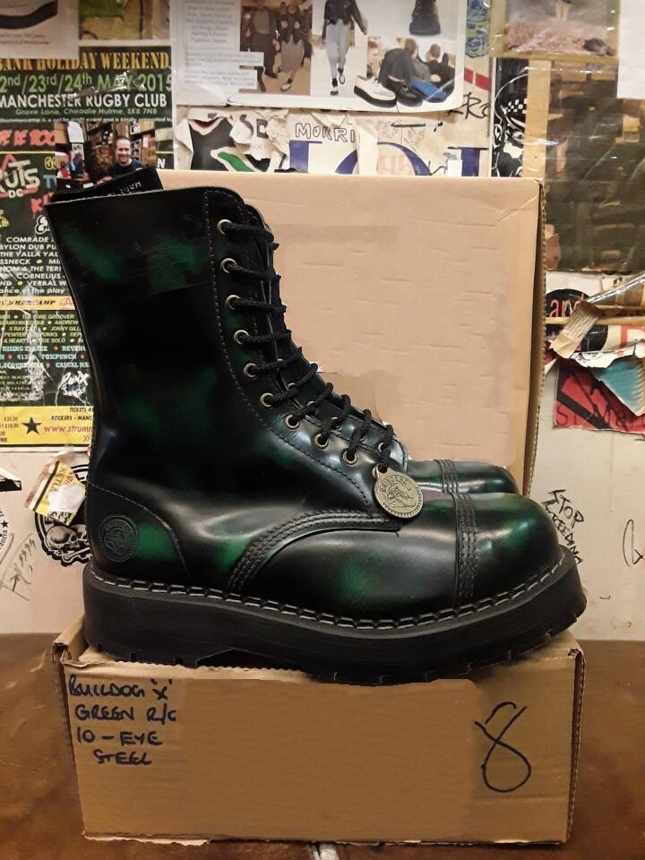 Boots㊣英国代购 古着老式90年代缝合圆头鞋头系带短筒皮革靴子