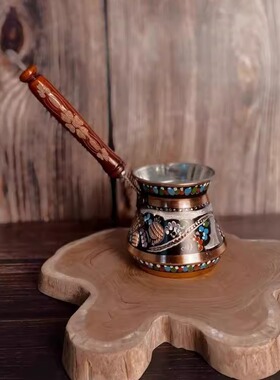 美国代购Coffeepot㊣ 手作精致传统手工锤打雕刻花纹炉顶铜咖啡壶