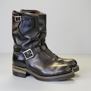 海外代购 黑色皮革中筒机车靴搭扣真皮靴子 Biker◇手作复古经典