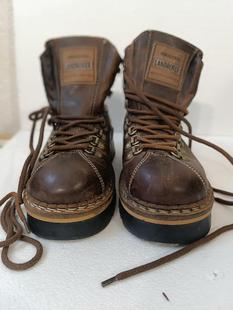 古着80年代系带棕色皮革加绒户外登山踝靴 Hiking㊣拉脱维亚代购