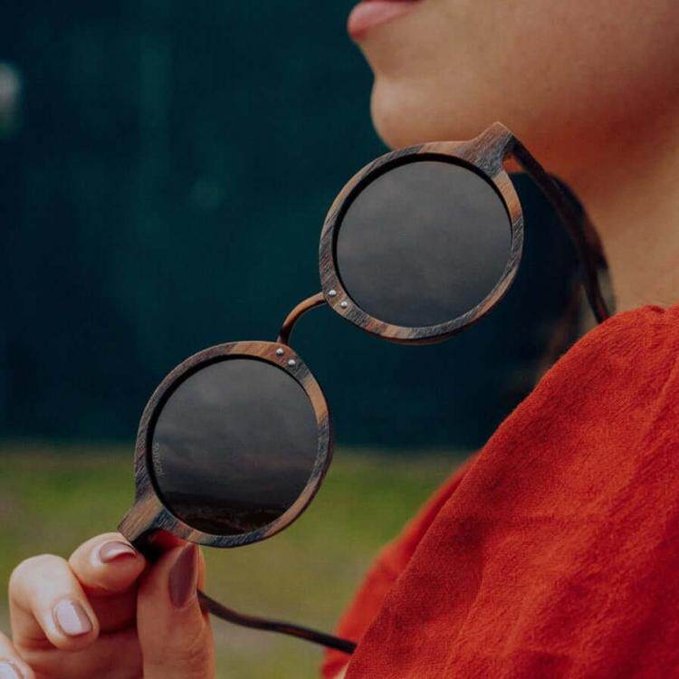 Polarized㊣葡萄牙代购 手作迷人仿古偏光圆形环保木制太阳眼镜