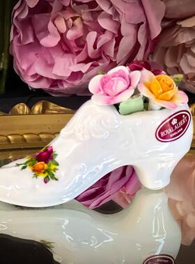 玫瑰瓷花鞋造型家居饰品装饰摆件