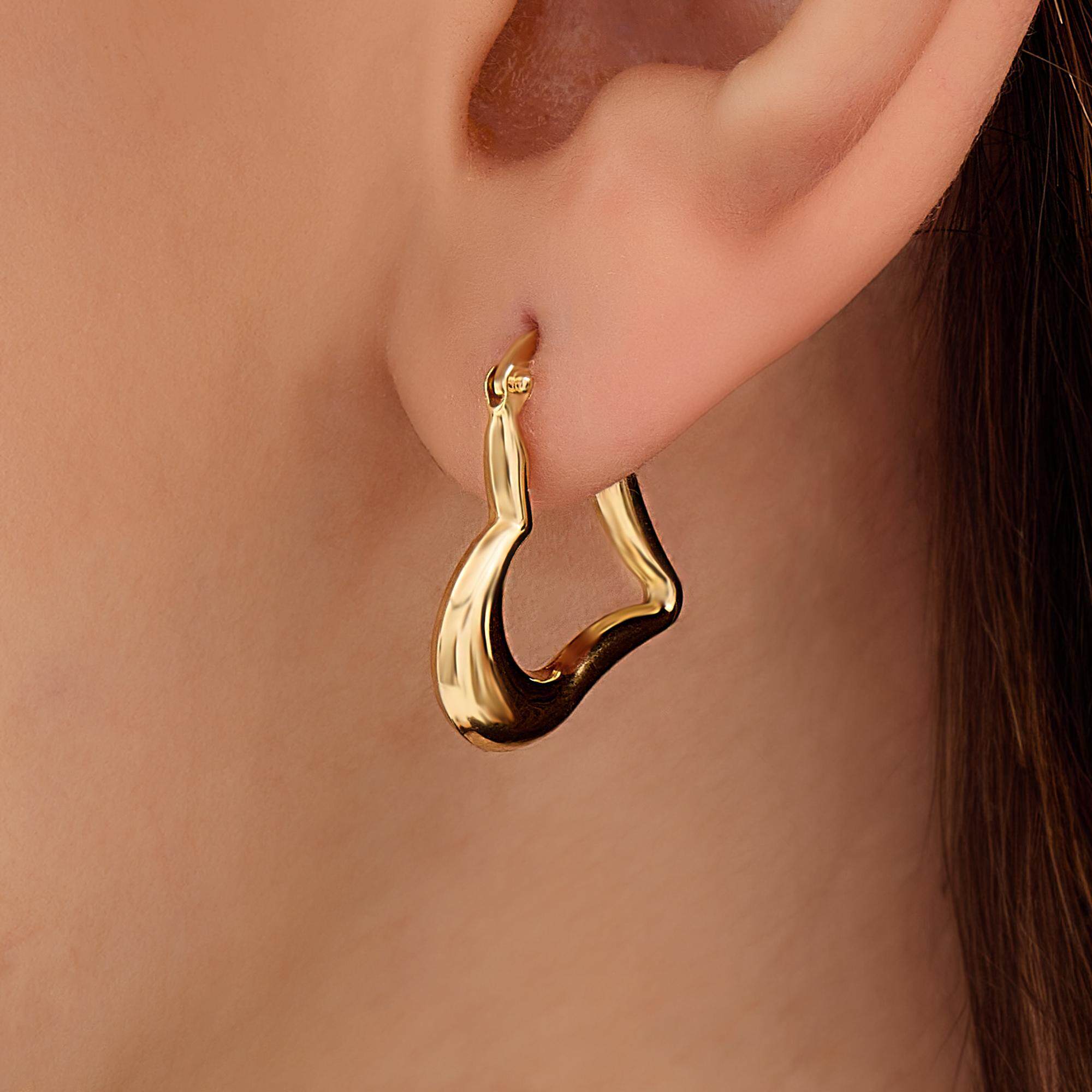 英国代购Earrings◎手作精致闪亮华丽14K纯金心形爱心耳圈耳环