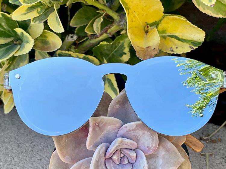 Polarized㊣美国代购 手作迷人银色偏光UV400斑马木框太阳眼镜
