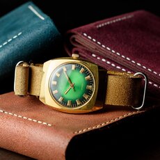 Винтажные наручные часы 乌克兰代购elegant◇古着1970s复古苏联男士腕表绿色方形机械手表