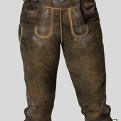 手作啤酒节主题派对舒适皮革及膝刺绣吊带皮裤 海外代购 Leather㊣