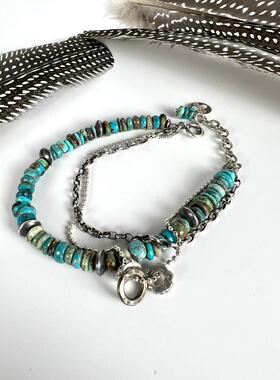 纯银纳瓦霍部落绿松石手链叠戴