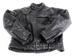 美国代购 古着收藏简约精致拉链按扣黑色机车夹克皮衣 Jacket㊣