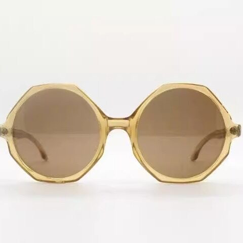 英国代购Sunglasses 古着60年代透明蜂蜜色镜框八角形太阳眼镜
