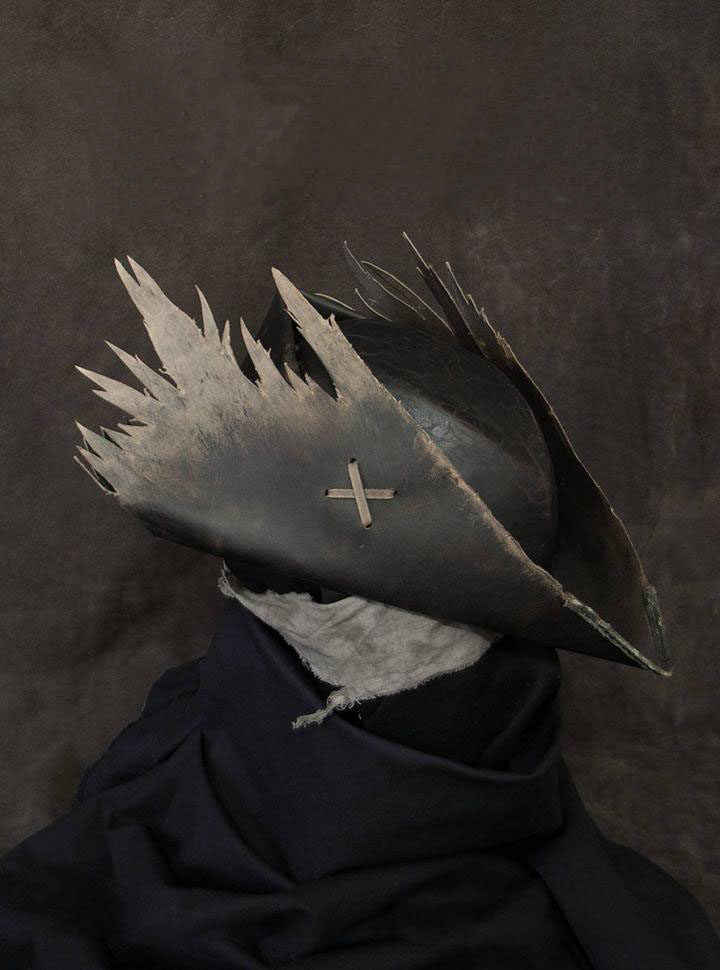 俄罗斯代购blood◇手作海盗血缘老猎人灰狼cosplay真皮三角帽子