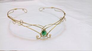 英国代购Jewelry㊣ 手作华丽深绿色水晶黄铜金属精灵头环头饰发饰