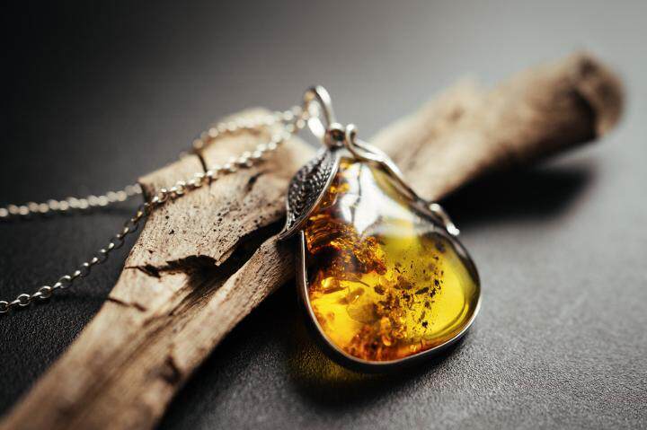 波兰代购Jewellery㊣ 手作天然波罗海琥珀吊坠925纯银树叶项链