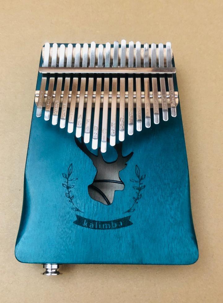 Kalimba㊣海外代购 手作非洲乐器鹿雕刻蓝色木制卡林巴琴拇指琴