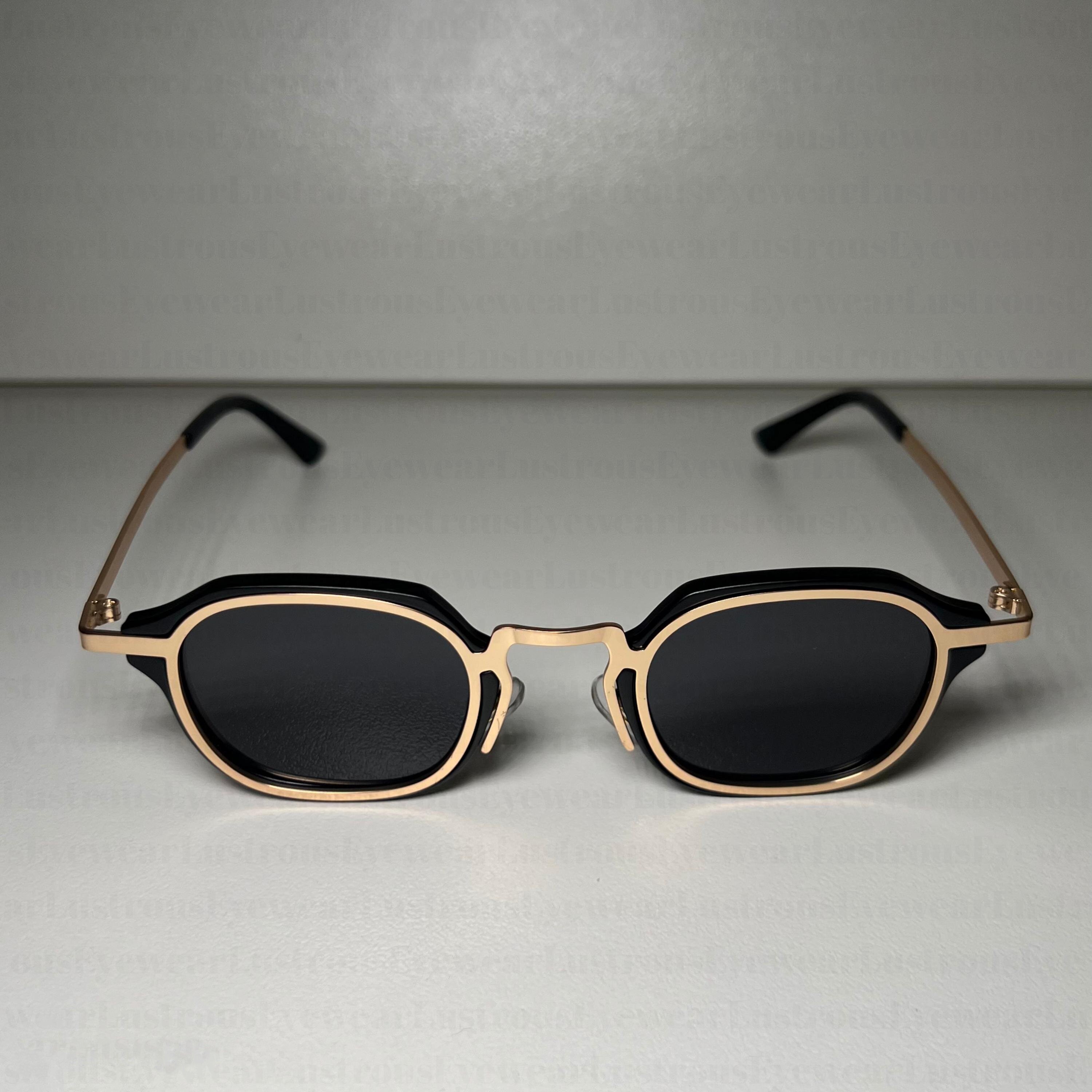 英国代购Retro◇手作复古小众黑金撞色墨镜方圆框男女太阳眼镜