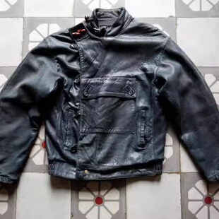 法国代购 古着1980年代收藏摩托车夹克柔软羊毛羊绒皮衣 Leather㊣