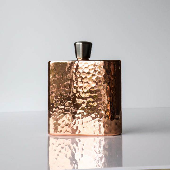 Flask㊣美国代购 手作迷人复古礼品锤击纹不锈钢烧瓶铜口户外酒壶