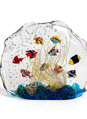 穆拉诺玻璃珊瑚礁水族馆书房摆件