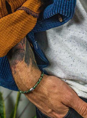 非洲绿松石碧玉绿色串珠男士手链