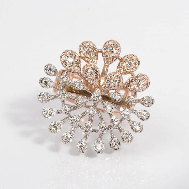 Diamond㊣海外代购 手作天然钻石18K实黄金新娘订婚鸡尾酒戒指