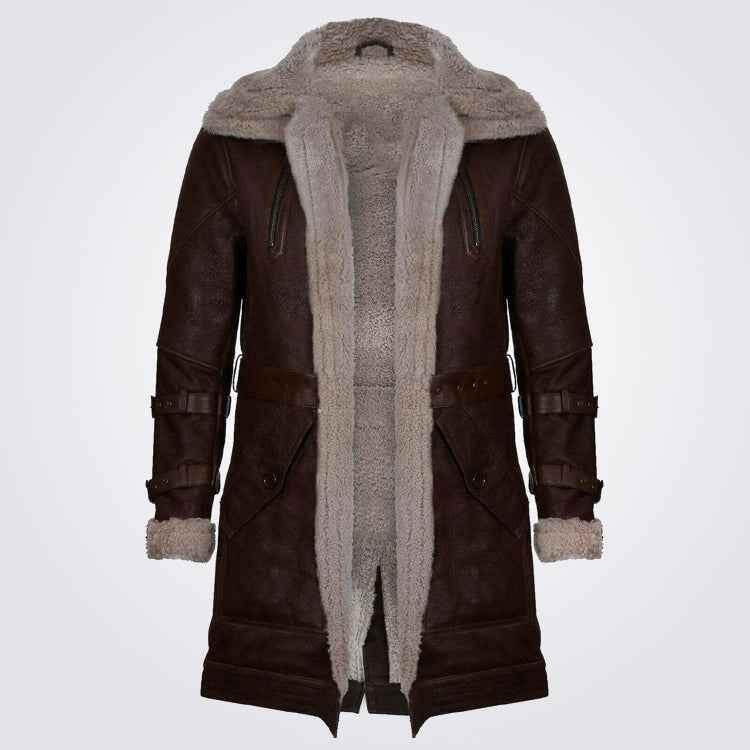 英国代购Leather㊣ 手作温暖柔软毛皮真羊皮飞行员大衣夹克皮衣