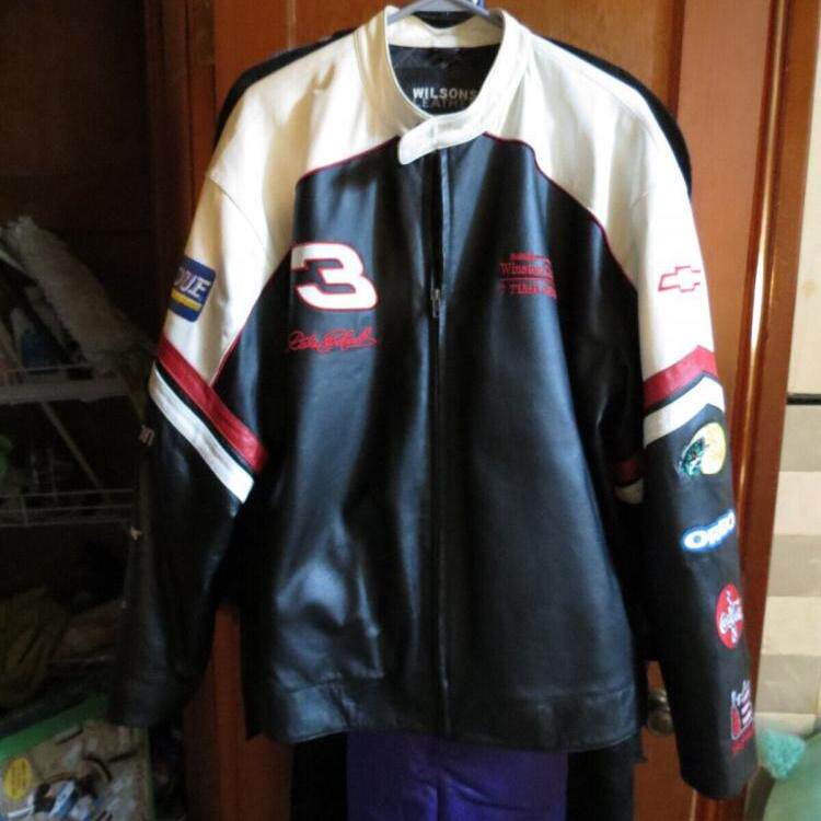 美国代购LEATHER ▼古着数字英文刺绣赛车摩托车机车服皮衣夹克