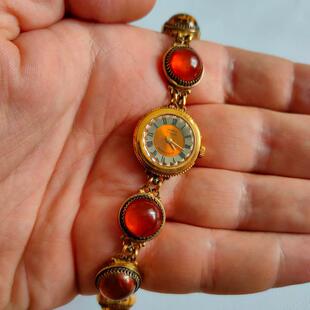 Watch㊣乌克兰代购 经典90年代天然琥珀手镯款苏联机械手表腕表