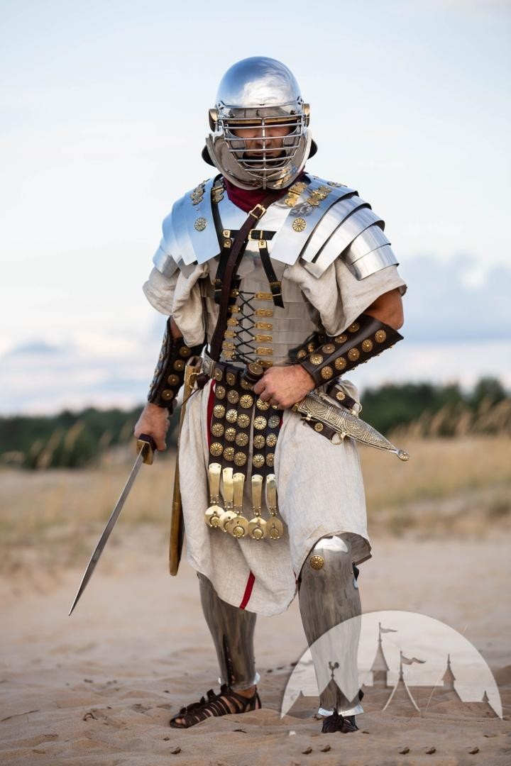 海外代购roman 手作复古中世纪罗马骑士黄铜不锈钢胸甲护胸铠甲