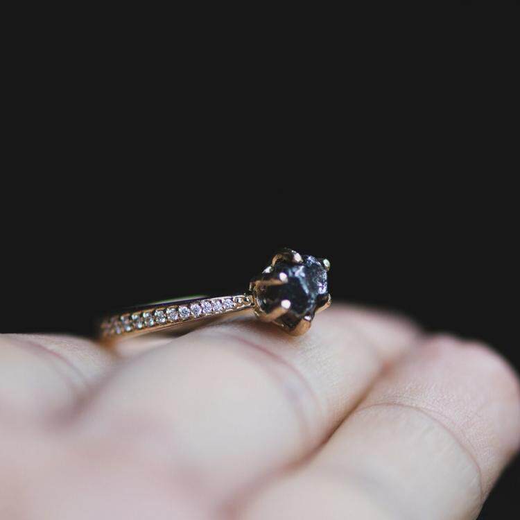 挪威代购Diamonds◇手作复古陨石钻石镶嵌18K金白金黄金结婚戒指