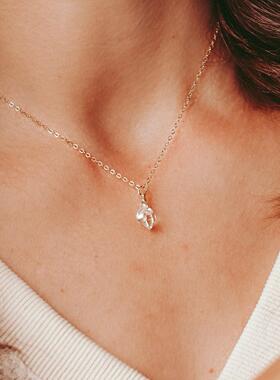 天然赫基蒙钻石银14K金填充项链